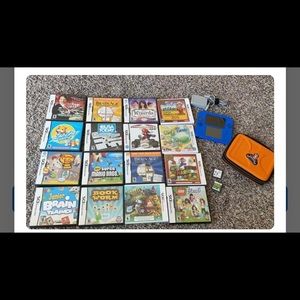 Nintendo ds and 18 video games and case